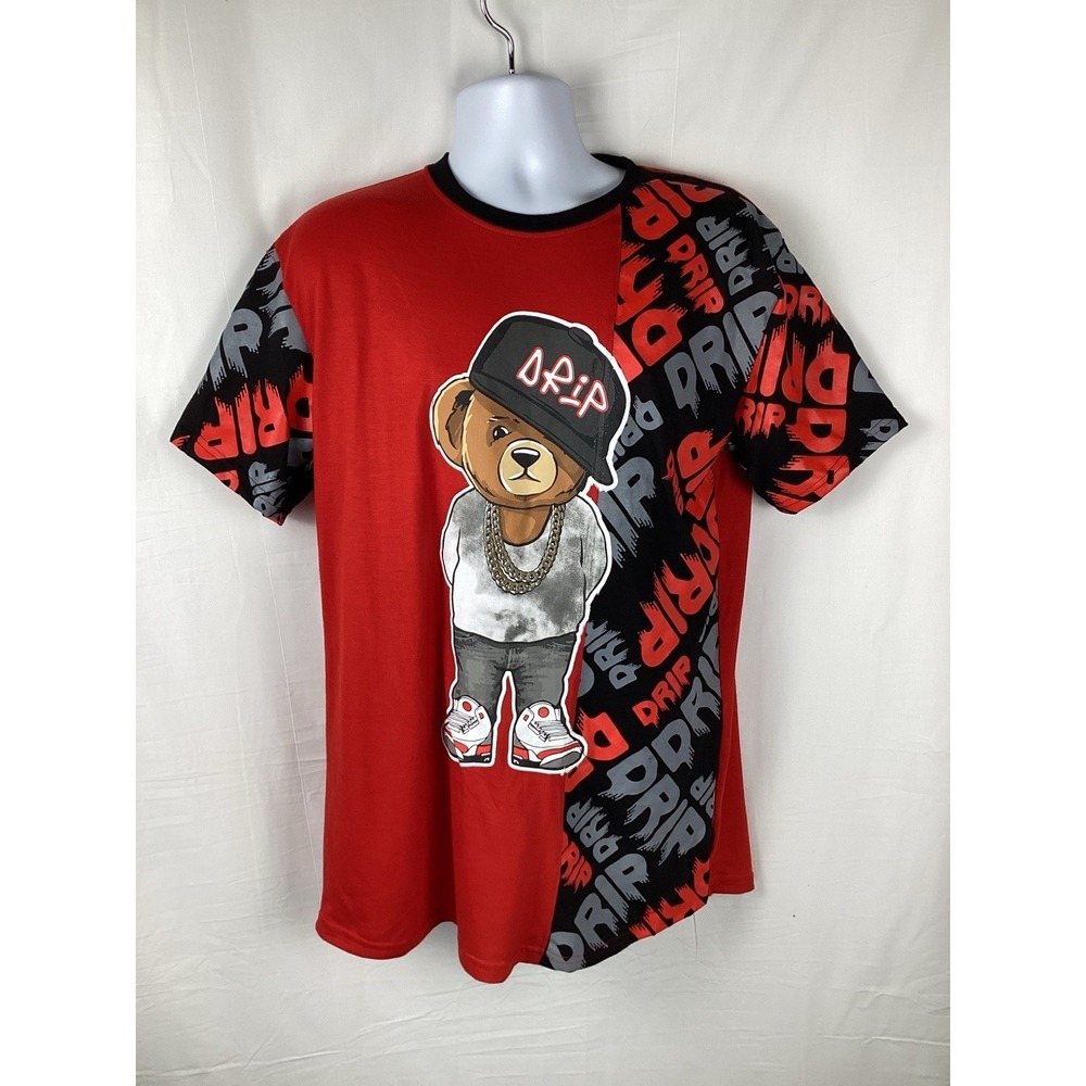 Vibes Drip Bear Men's Large T Shirt Hip Hop Street Wear